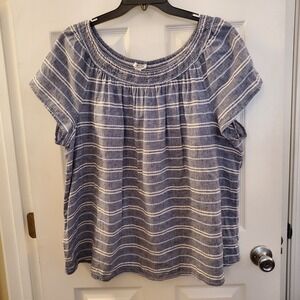 Beach Lunch Lounge sz 2X linen/cotton lightweight striped top boatneck summer
